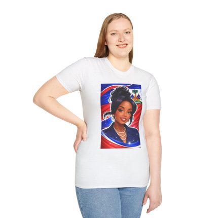 T-Shirt - Elegant Portrait with Patriotic Red, White & Blue Background